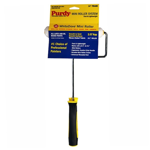 Purdy 6-1/2" x 3/8" Nap White Dove Mini-Roller Cover, Dralon with 24" Frame 140765024 - main